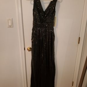 Black, floor length sequin dress